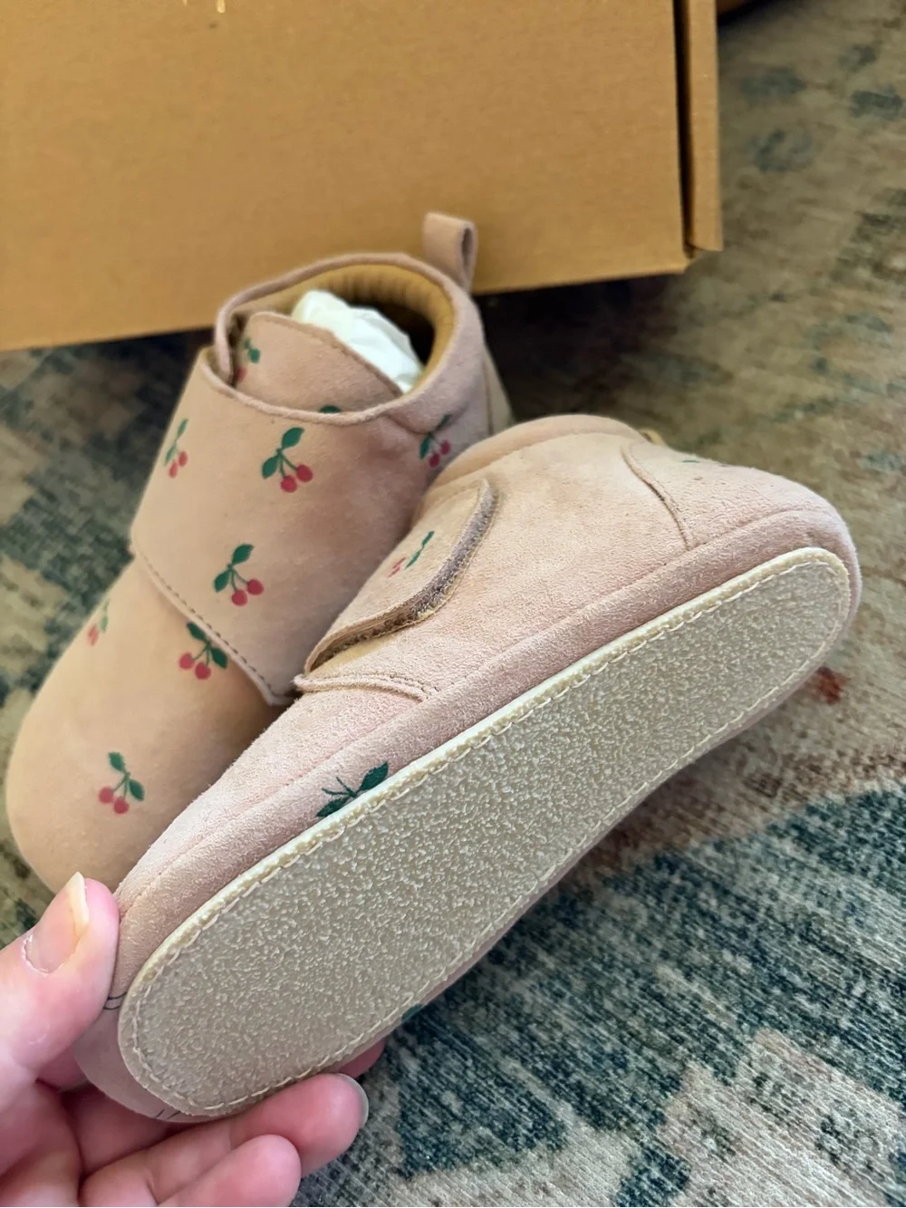 NIB Konges Sløjd Mamour Suede Booties Cherry Print Euro 26, US 9